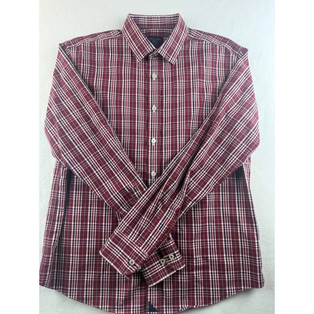 UNTUCKit Men's Medium‎ Plaid Button Down Long Sleeve Casual Shirt